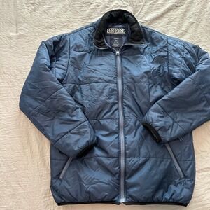 Lands End Womens Blue Puffer Jacket Full Zip Collared Size Medium